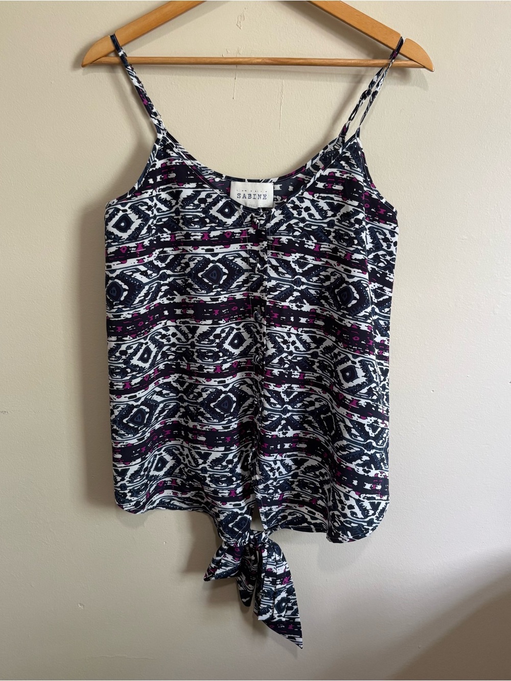 Sabine by Anthropologie Tie Front Tribal Geometric Tank Top Sz S
